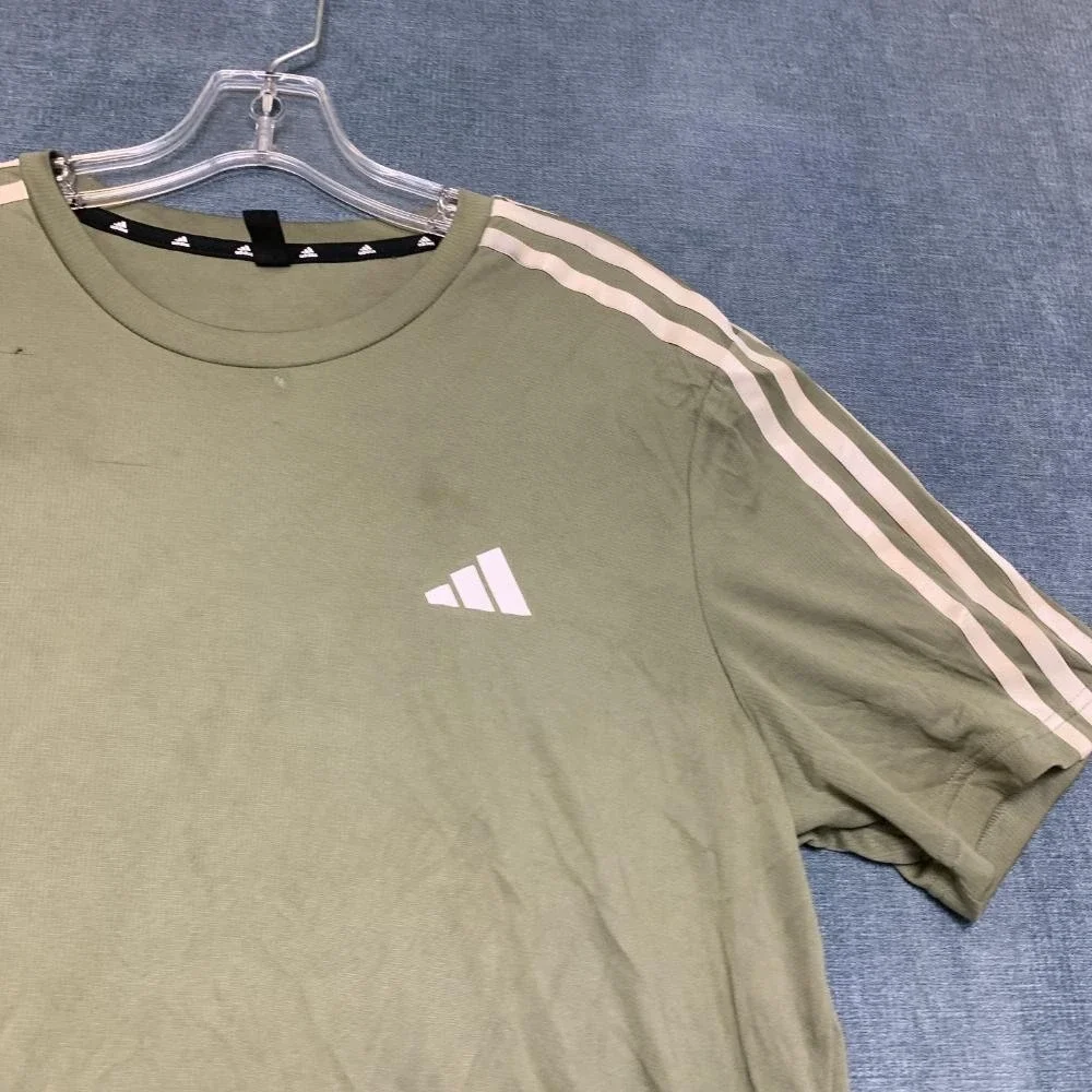 Adidas Acronym T-Shirt Mens Large Olive Green 3 Stripes Logo Casual Outdoor Tee
